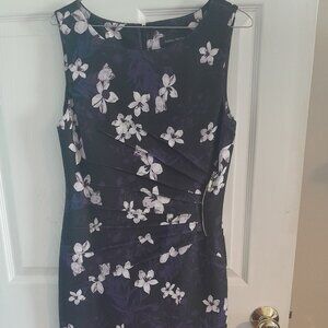 Ivanka Trump Black and White Floral Midi Dress